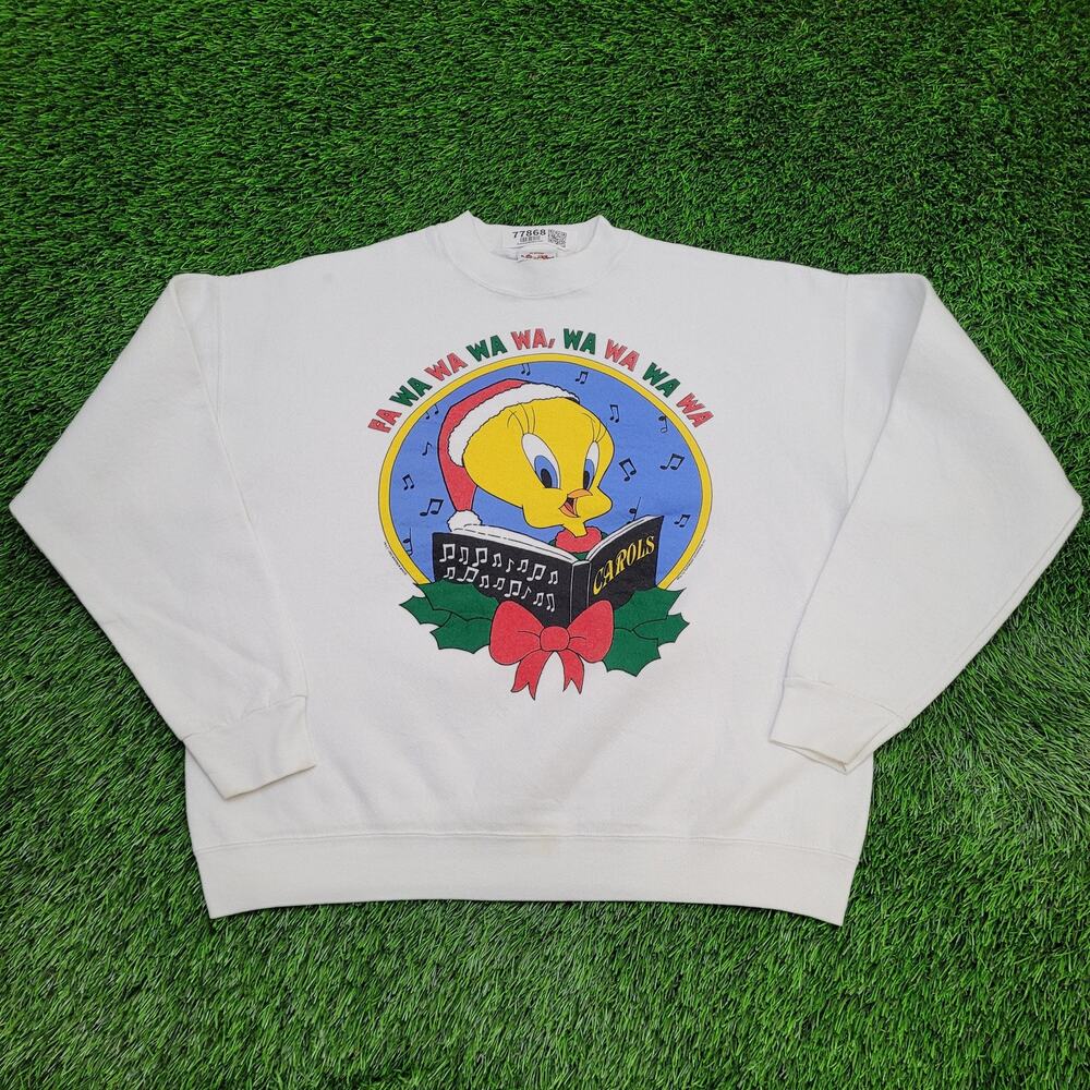 Vintage 1996 Tweety Sweatshirt Women XL 23x23 Boxy Christmas